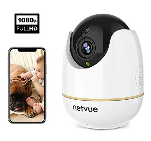 Netvue Full HD 1080P Telecamera wi-fi Interno, Videocamera Sorveglianza Compatibile con Al...