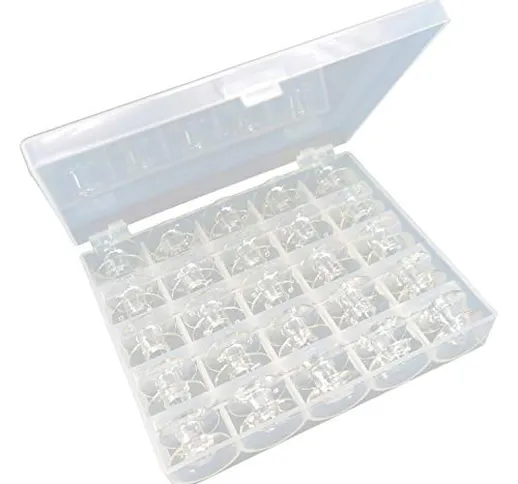 New brothread Plastica trasparente scatola con 25 bobine rocchetti vuoto per macchina da c...