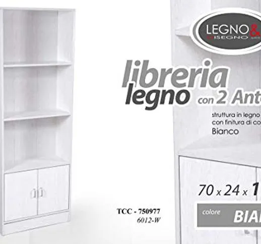 TC Mobile libreria con 2 Ante e 3 Ripiani in Legno truciolato Bianco 70 * 24 * 170 cm TCC-...