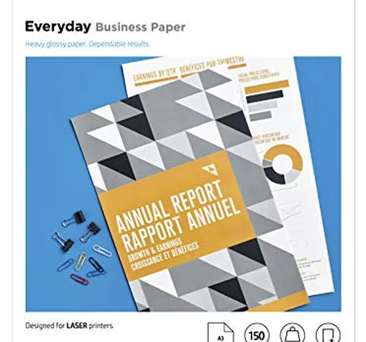 HP Everyday Business Paper 7MV81A, Carta Lucida Professionale per Stampanti HP LaserJet, G...