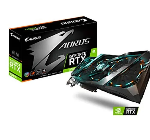 Gigabyte AORUS GeForce RTX 2080 Ti 11G, 3 ventole impilate Windforce 11 GB, GDDR6 a 352 bi...