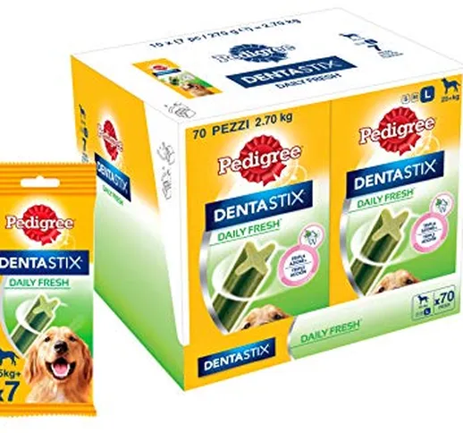 Pedigree Dentastix Fresh 70 Snack per la Igiene Orale (Cane Grande 25 kg+) 270 g 7 Bastonc...
