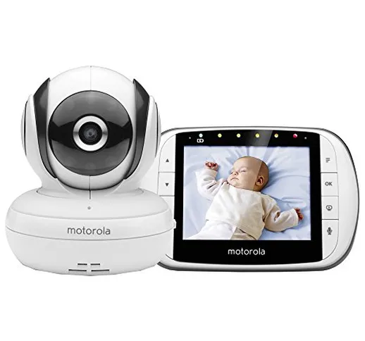Motorola MBP36S Baby Monitor con Video Digitale e Schermo LCD a Colori da 3.5”, Modo Eco e...