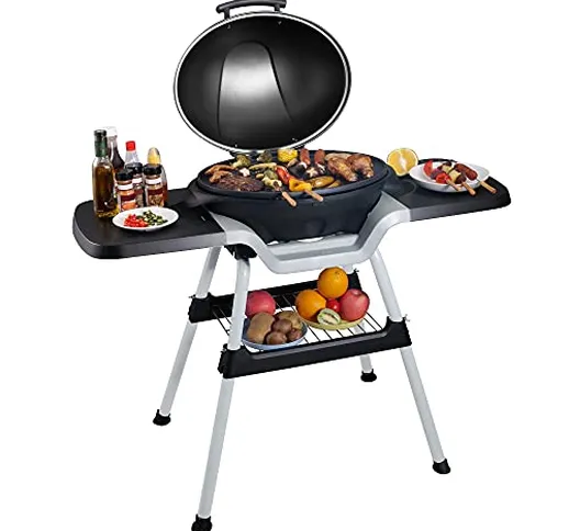 ML DESIGN Griglia Elettrica per Barbecue 2400W Ø46,5 x 33,8 cm Grill da Tavolo per Picnic...