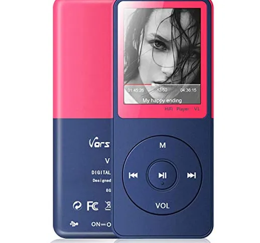 Lettore MP3, Vorstik HiFi Music player, 4,6 cm Digital Audio player con radio FM/registrat...