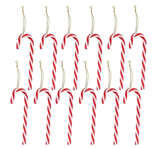 iKesoce 12 Pz Bastoncini di Zucchero per Albero di Natale Rosso e Bianco Candy Cane per At...