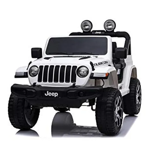 Babycar Jeep ® Wrangler Rubicon 2 Posti 12 Volt con Sedile in Pelle Macchina Elettrica Jee...