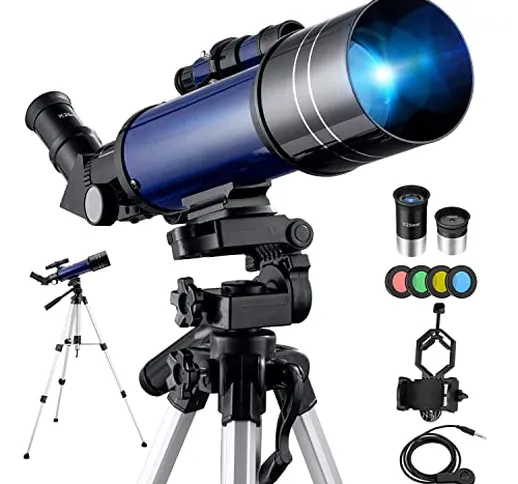 Telescopio Astronomico Kit Completo Pro 70-400 Telescopios Rifrazione con Treppiede Stabil...