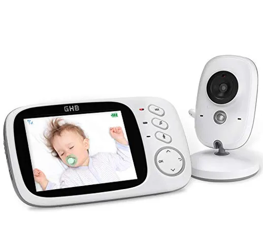 GHB Baby Monitor, Videocamera Schermo 3,2'' VOX Visione Notturna Monitoraggio Temperatura...