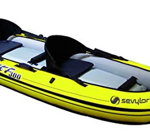 Sevylor Reef 300 Kayak Mare Gonfiabile, Sit On Top, 2 Posti, Giallo Nero, ‎296 x 81 x 55 C...