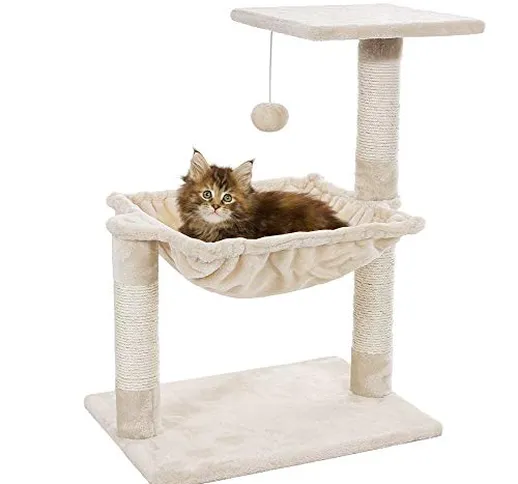 Albero Per Gatto con Graffiatoio Cuccia Giocattolo Gatti Parco Giochi Tiragraffi in Sisal...