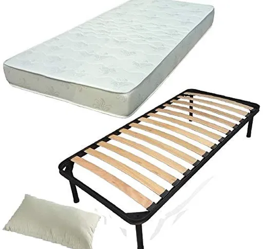 DOLCI SOGNI Set Rete Letto Singolo 80x190, Rete a Doghe Letto Singolo con Materasso e Cusc...