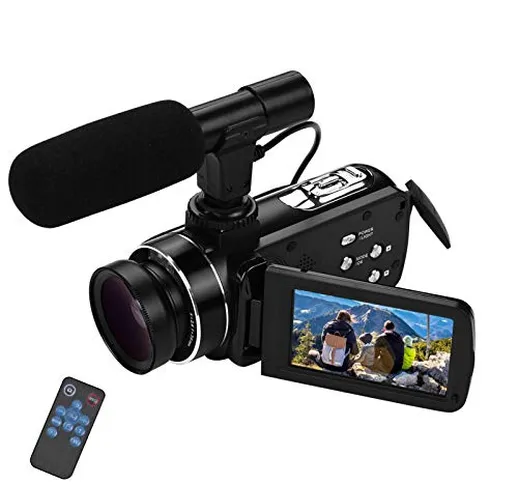 Andoer Video camera HD, Videocamera 4K Videocamera Full HD Sensore CMOS 18X Digital Zoom C...