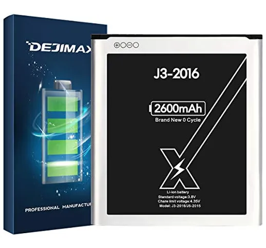DEJIMAX Batterie per SAMSUNG Galaxy J3 2016/J5 2015, 2600mAh di ricambio per cellulari