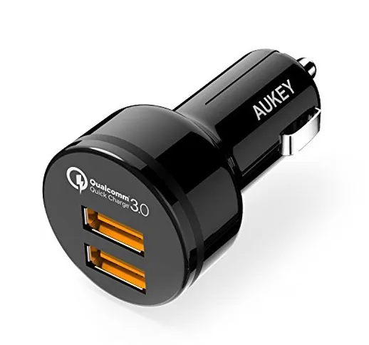 AUKEY Quick Charge 3.0 Caricatore per Auto di Due Porte 39W con AiPower Alimentatore da Au...