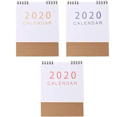 DealMux Simple Desktop Standing Paper 2020 Double Coil Calendar Memo Daily Routine Table P...