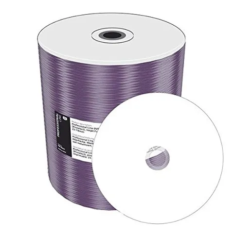 MediaRange MR413-U Confezione di 100 DVD-R stampabile, 16x, 4.7 GB/120 min inkjet wide pri...