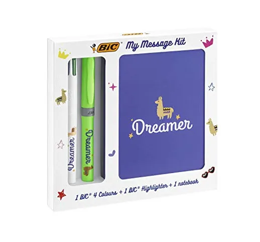 BIC My Message Kit Dreamer - Set Di Cancelleria Con 1 Penna A Sfera BIC 4 Colours, 1 Penna...