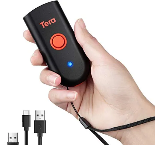 Tera Mini Lettore di codici a barre portatile CMOS 3-in-1 Bluetooth e cavo USB e wireless...