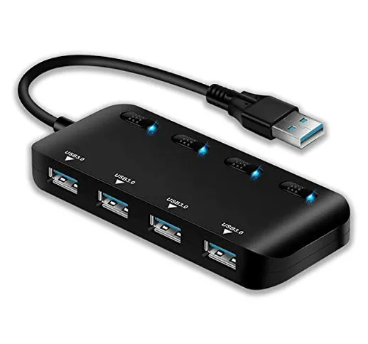 Apanage Hub USB 3.0, 4 Porte USB 3.0 Hub Splitter, 5 Gbits trasferimento Dati con Singolo...