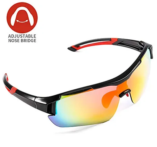 Occhiali da Sole Sportivi Polarizzati,CrazyFire Anti-UV 400 Protezione Ciclismo Occhiali d...