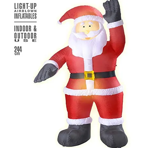 Widmann Babbo Natale gonfiabile Luminoso per Adulti, Rosso, Taglia unica, 7507K