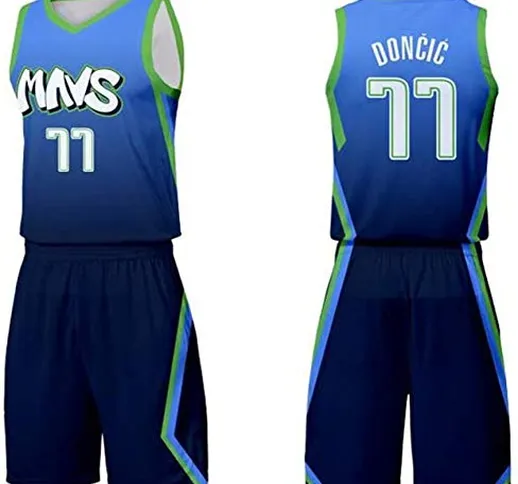 Tuta da Basket da Uomo Dallas Mavericks No.77 Luka Doncic Maglia da Basket Senza Maniche A...