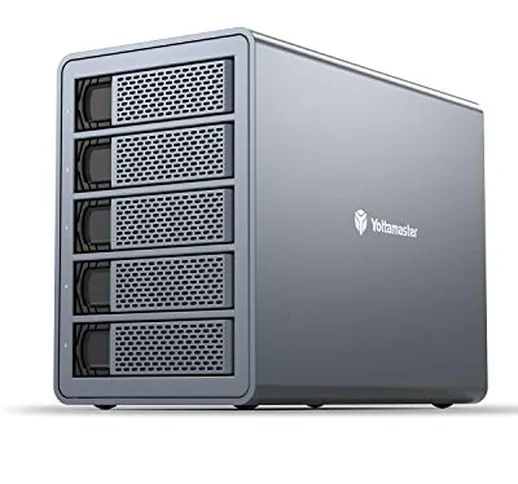 Yottamaster 10Gbps 5 bay HDD Case Esterno Daisy Chain,Tipo C Box Esterno per 2,5/3,5 HDD/S...