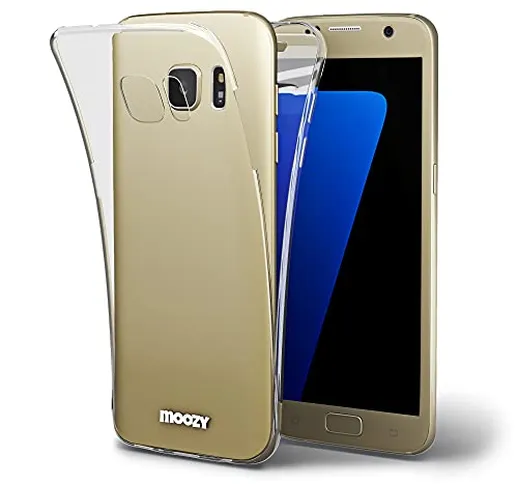 Moozy - Custodia protettiva a 360°, per Samsung S7, in silicone trasparente, con corpo int...
