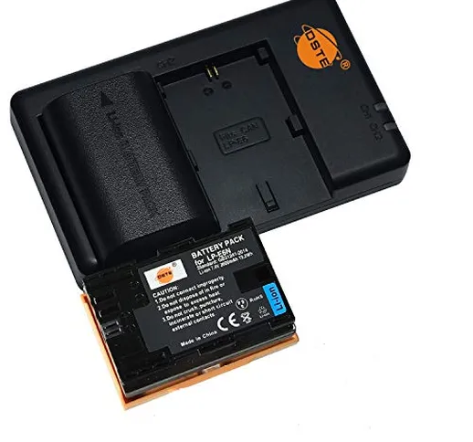 LP-E6N (2 pezzi) Batteria di ricambio ricaricabile e doppio caricatore compatibile con fot...