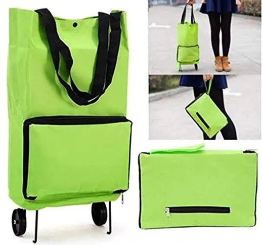 Richiudibile Pieghevole Trolley Borse Spesa con Ruote Carrello Della Riutilizzabile Shoppi...