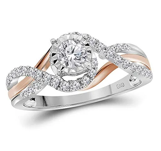 14 kt oro bianco donna rotonda diamante solitario da sposa anello di fidanzamento 1/2 Cttw