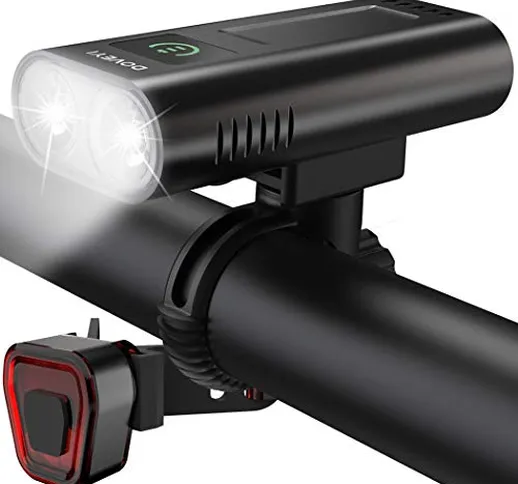 DOVEYI Luci Bici Ricaricabili USB,Luci Bicicletta LED Potenti 6400mAh Super Luminoso 2400...
