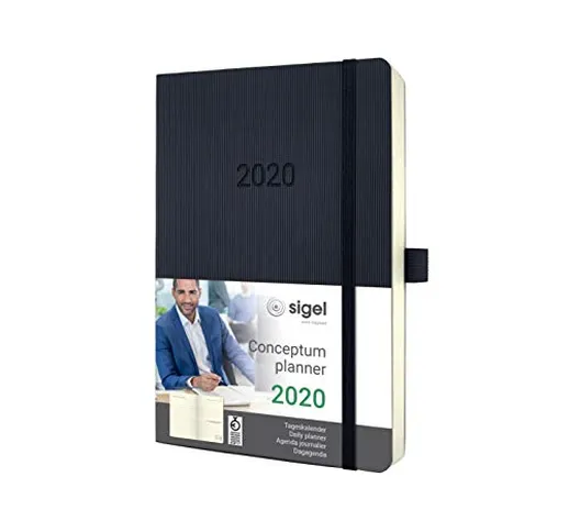 SIGEL C2020 Agenda giornaliera 2020, ca. A5, nera, copertina morbida, Conceptum