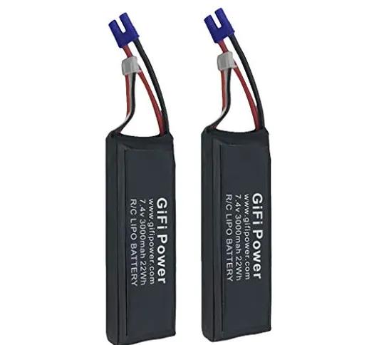 JIJI886 Batteria Drone, 2 Pezzi da 7,4 V 3000 mAh di Grande capacità Adatto per droni Hubs...