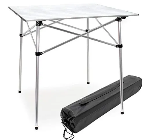 Wiltec Tavolino da Campeggio Arrotolabile in Alluminio con ripiano da 70x69 cm e Borsa per...
