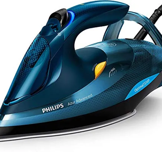 Philips Azur Advanced Ferro da Stiro a Vapore, 3000 W, Spegnimento Automatico, 0.33 L, Blu...