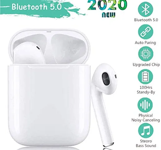 Auricolari Senza Fili Bluetooth 5.0,IPX8 Impermeabile,Accoppiamento automatico Vero Wirele...