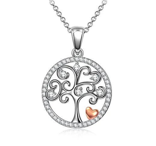 ANGEL NINA Collana Albero Della Vita Collana Donna in Argento Sterling 925 Collane Regali...