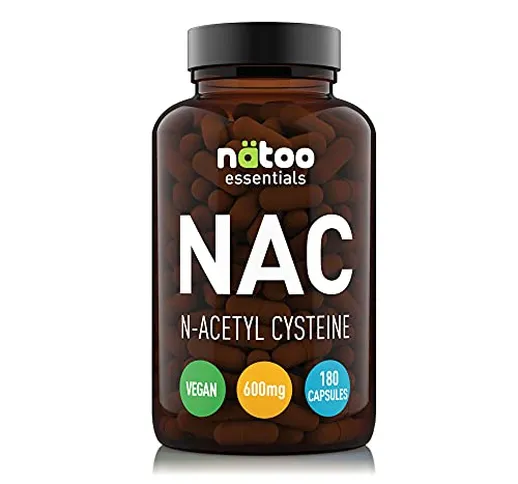 NATOO NAC 600mg 180 Capsule Vegetali, Integratore Alimentare di N-Acetilcisteina, derivato...