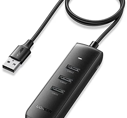 UGREEN Hub USB 3.0 Alimentato 4 Porte, Cavo da 1 Metro, Hub USB Multiporte 5Gbps Trasmissi...