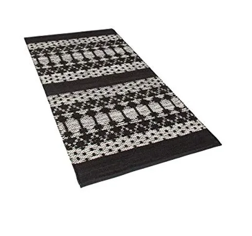 Beliani Tappeto in Pelle Nero/Beige 80 x 150 cm SOKUN