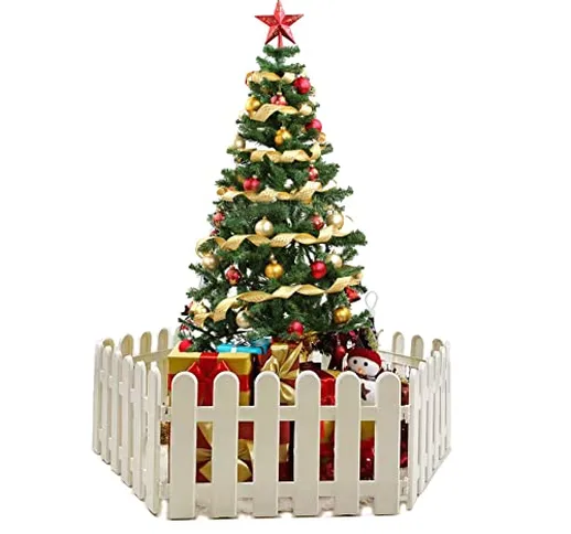 Ieve 4 pz bianco plastica recinzione decorazioni per albero di Natale Surround 4 x lunghez...