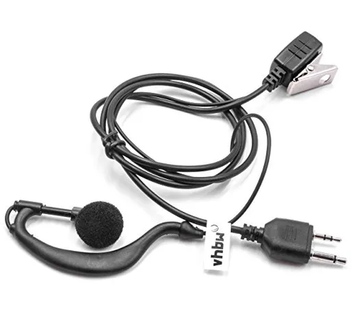 vhbw Headset Stereo con tasto di risposta per Radio Intek H-520, MT-2000, MT-2020, MT-4000...