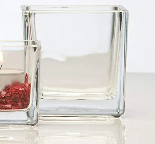 Sandra Rich - Vaso in vetro a forma di cubo, rettangolare, 8 cm, Ø 8,0 x 8,0 cm