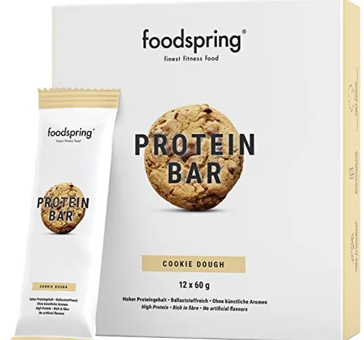 foodspring Barrette proteiche, Biscotto Cookie, 12 x 60g, 33% di proteine, A ridotto conte...