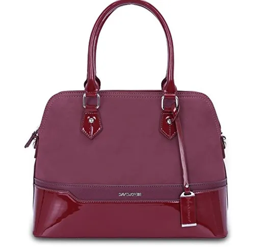 David Jones - Borsa a Mano Bugatti Donna - Borsa a Tracolla Spalla PU Pelle Vernice Lucida...