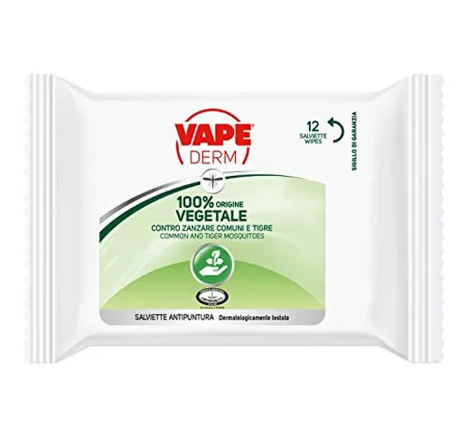 Vape Derm Vape Derm Salviette Anti-Puntura, Repellente Vegetale Contro Zanzare, Origine Ve...