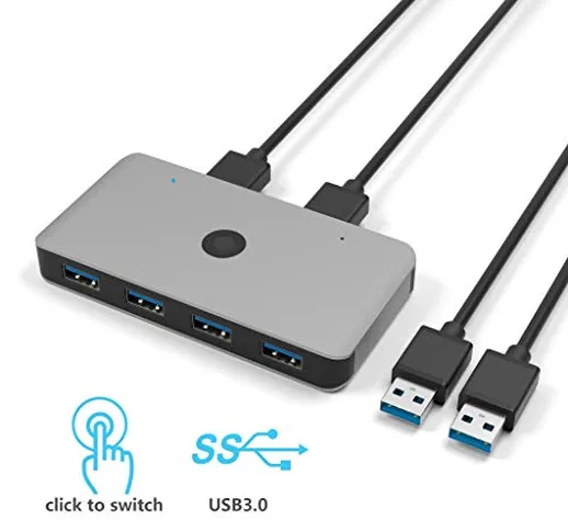 CATECK Selettore Switch USB 3.0, condivisione 2PC 4 dispositivi USB Hub Switch USB 3.0 per...