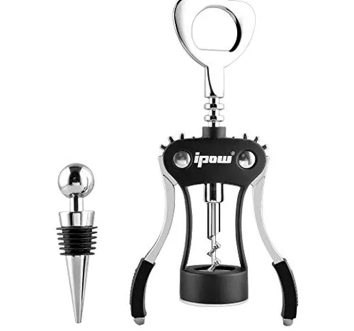 IPOW 2 in 1 Cavatappi con Tappo del Vino Apribottiglie Vino Professionale Levatappi Access...